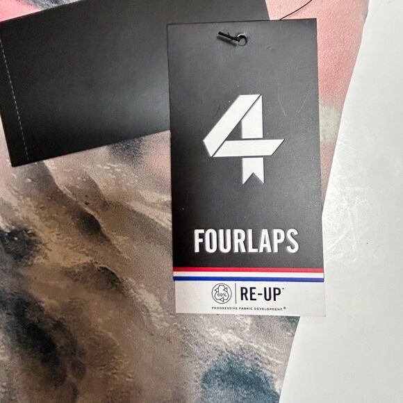 FourLaps NWT Arc Pink Clouds Gray Pink Tie Dye Print Bike Workout Shorts Size XL - Picture 6 of 13